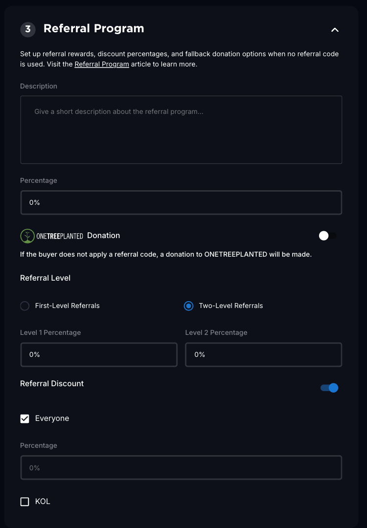 Core Sale: Setup Referral Program