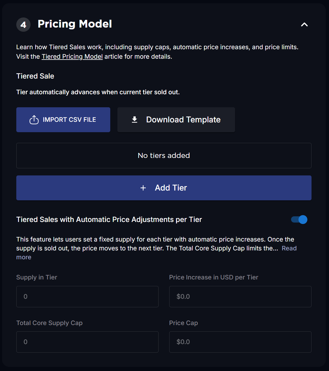 Core Sale: Configure Pricing Model